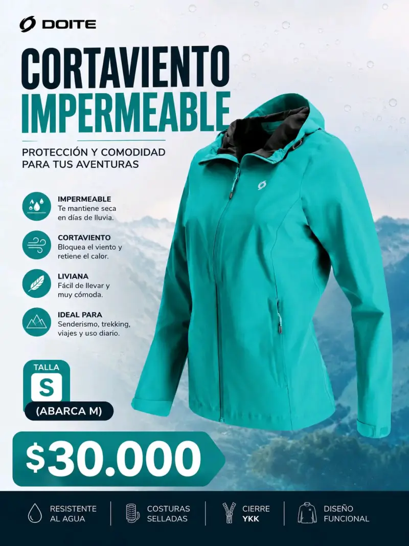 Cortaviento Impermeable Doite Verde Talla S