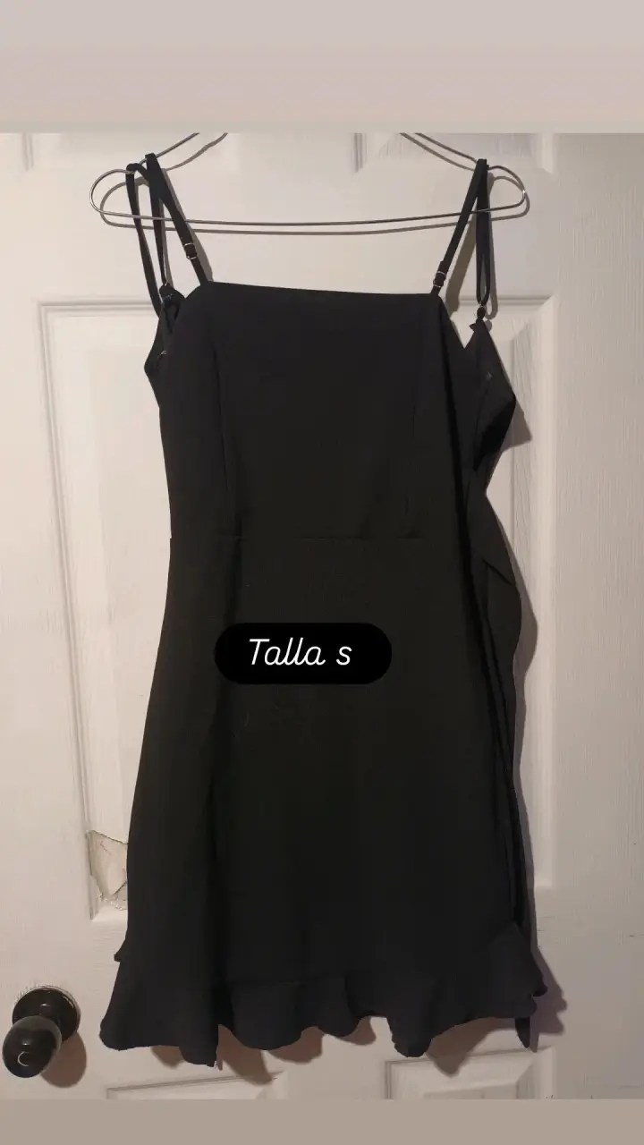 Vestido negro con mangas transparentes talla S - 2