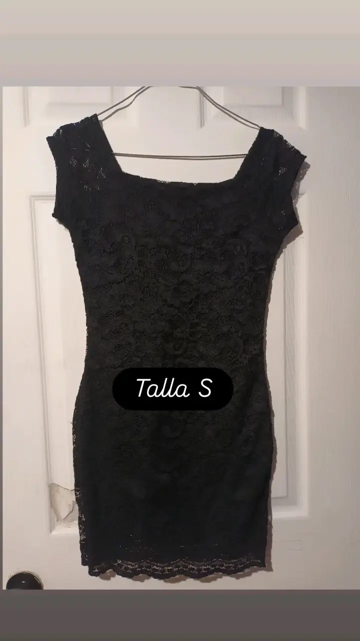 Vestido negro con mangas transparentes talla S - 3