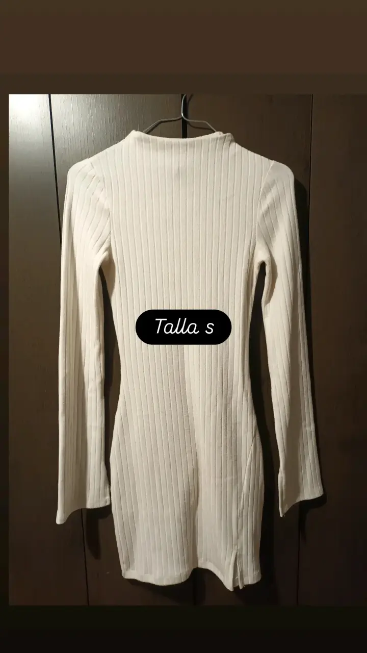 Vestido ajustado blanco de manga larga talla S