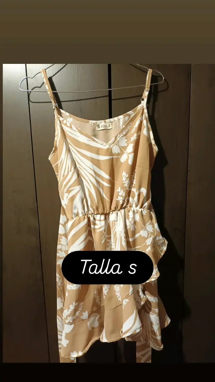 Vestido veraniego estampado beige talla S