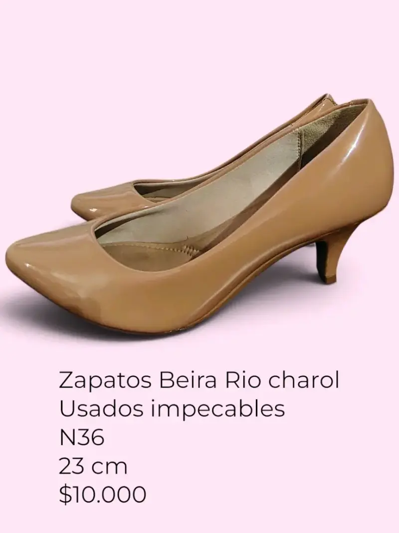 Zapatos Beira Rio charol beige talla 36