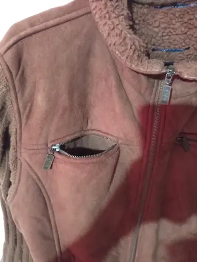 Chaqueta Cuero Marrón Con Cierre Mujer M/L - miniatura 2