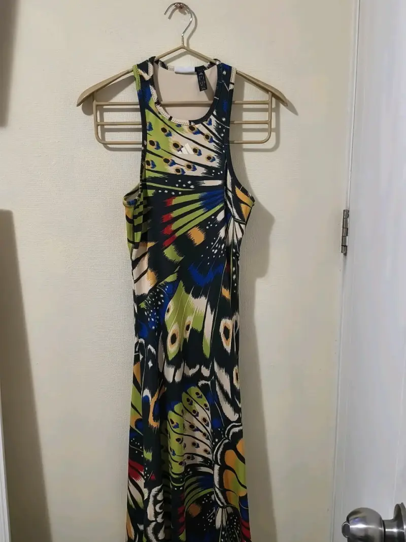 Vestido largo estampado multicolor sin mangas - 1