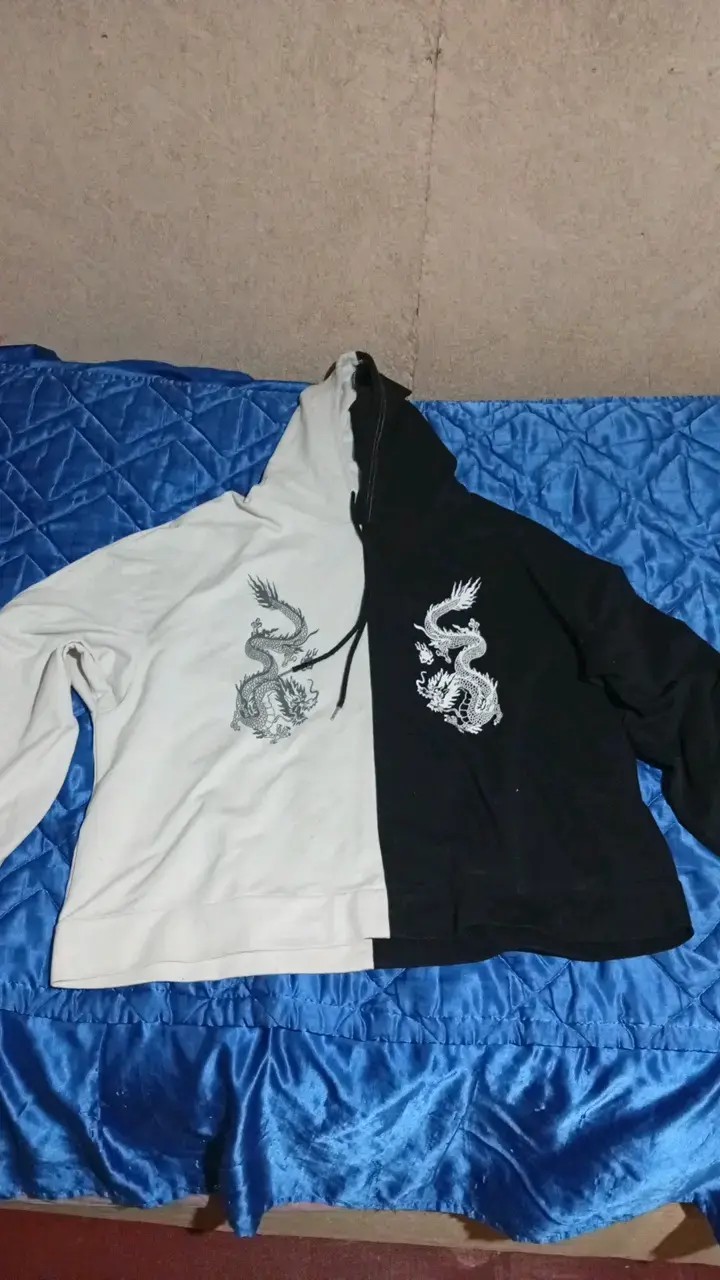 Polerón bicolor con diseño de dragón