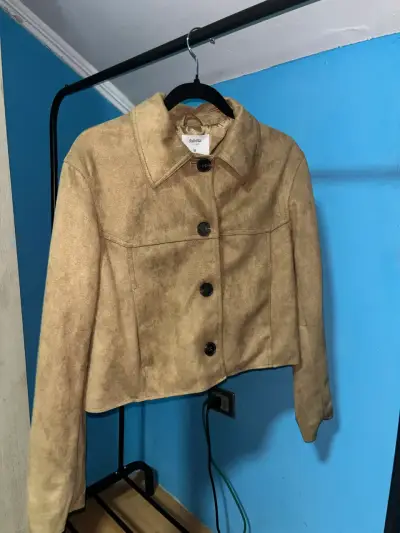Chaqueta corta de gamuza beige Sybilla - miniatura 1