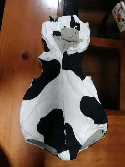 Disfraz de vaca para bebé con capucha 12 meses - miniatura 1