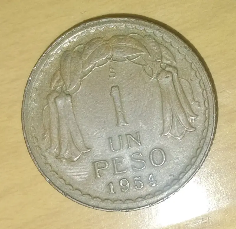 Moneda de cobre 1 peso chileno 1954 - 1
