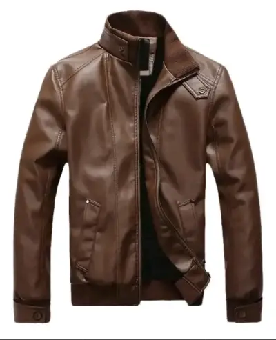 Chaqueta de ecocuero café para hombre talla M - miniatura 1