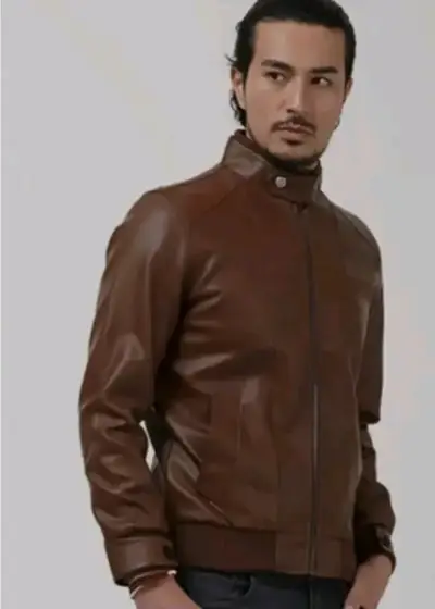 Chaqueta de ecocuero café para hombre talla M - miniatura 2