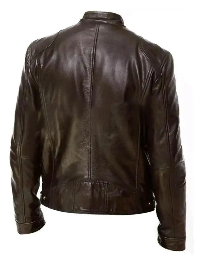 Chaqueta de ecocuero marrón para hombre talla S - 2