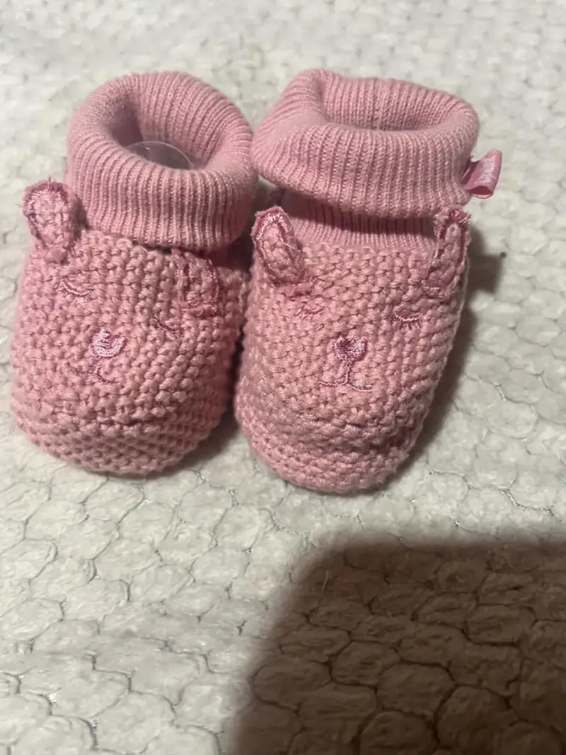Botines tejidos rosados para bebé opaline