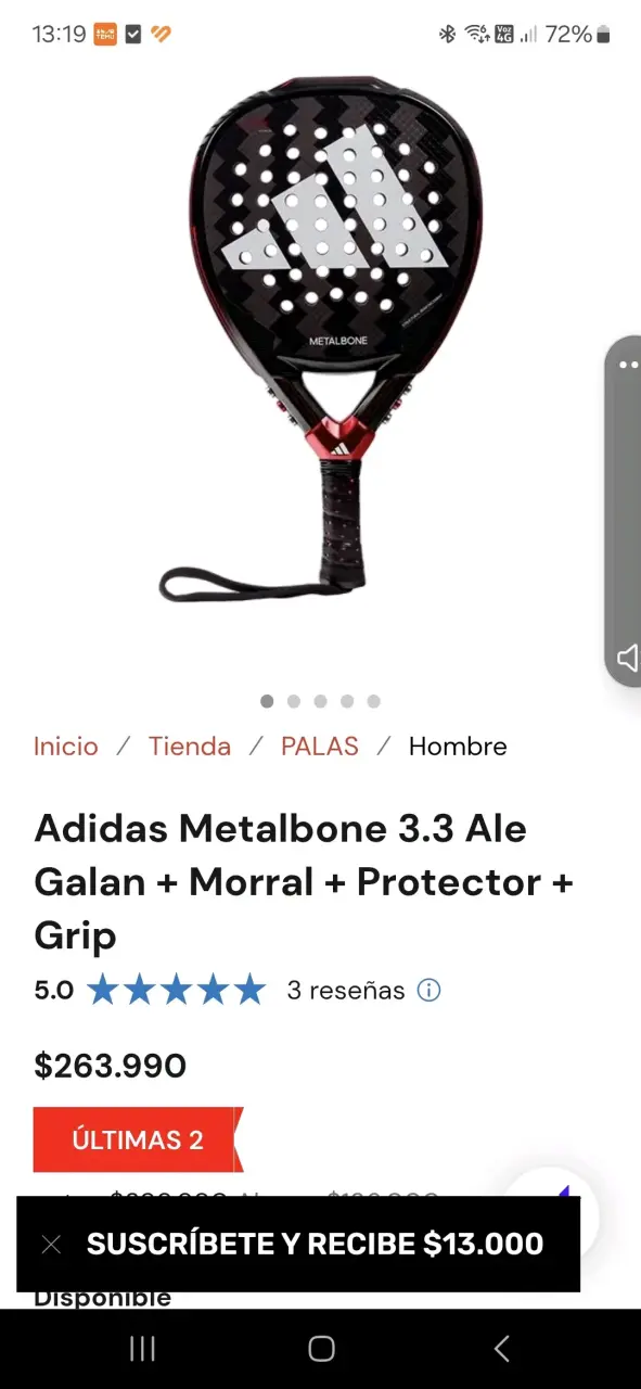 Pala de pádel Adidas Metalbone en buen estado - 5