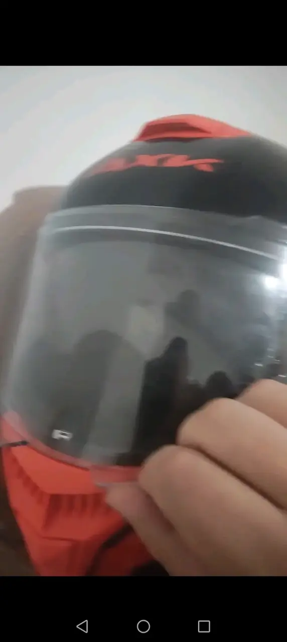 Casco de moto abatible rojo con visera polarizada - 4