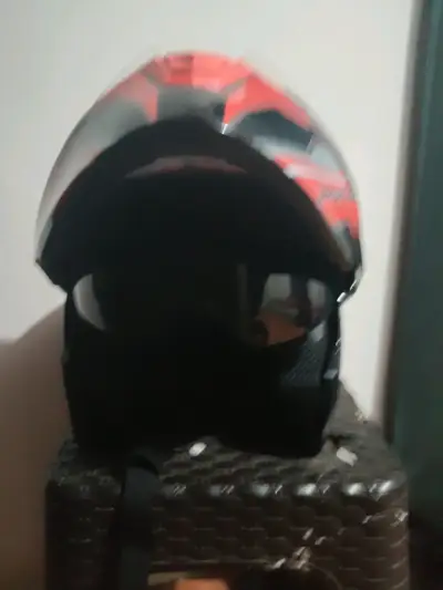 Casco de moto abatible rojo con visera polarizada - miniatura 6