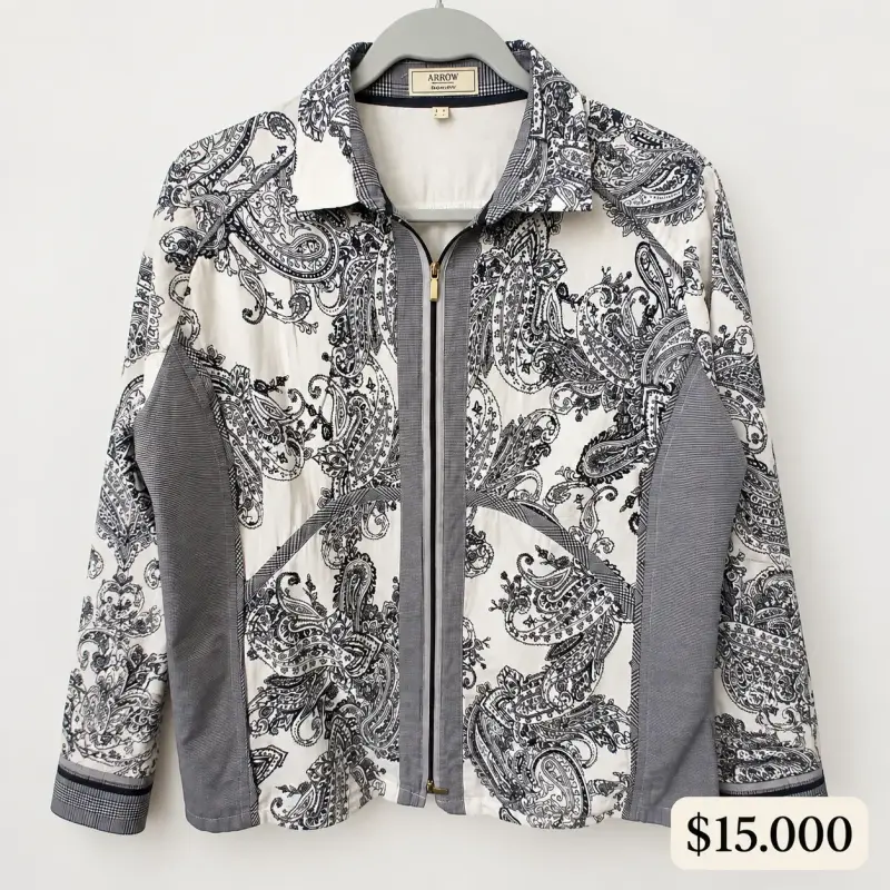 Chaqueta estampada con cierre para mujer talla 48 - 1