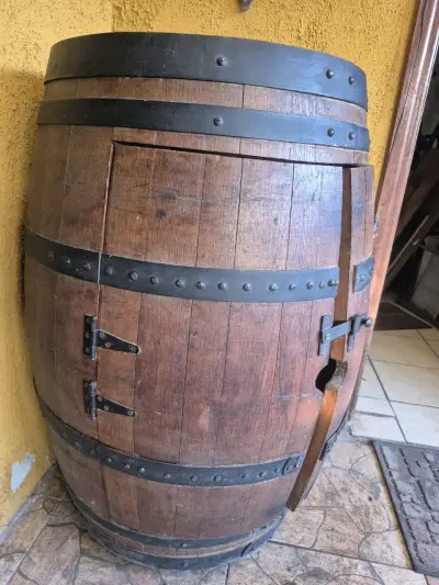 Barril de madera con estante para vinos - miniatura 5
