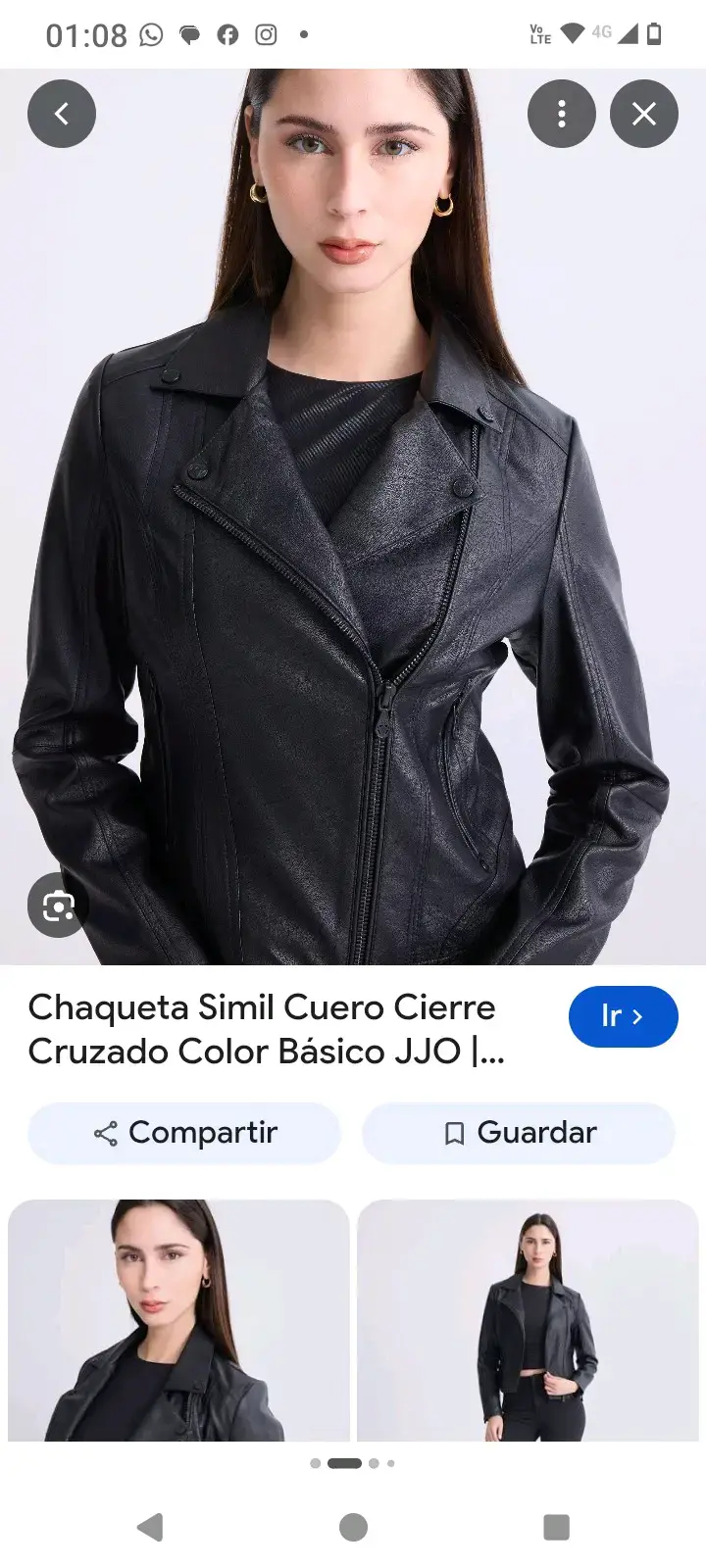 Chaqueta de cuero sintético negra con cierre cruzado - 2
