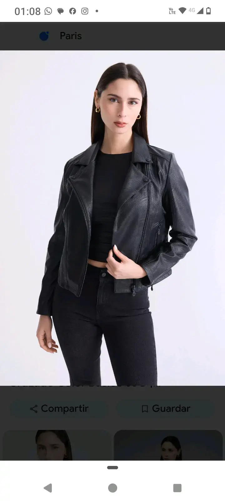 Chaqueta de cuero sintético negra con cierre cruzado - 3