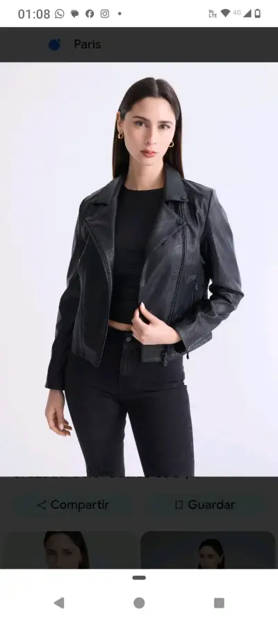 Chaqueta de cuero sintético negra con cierre cruzado - miniatura 3