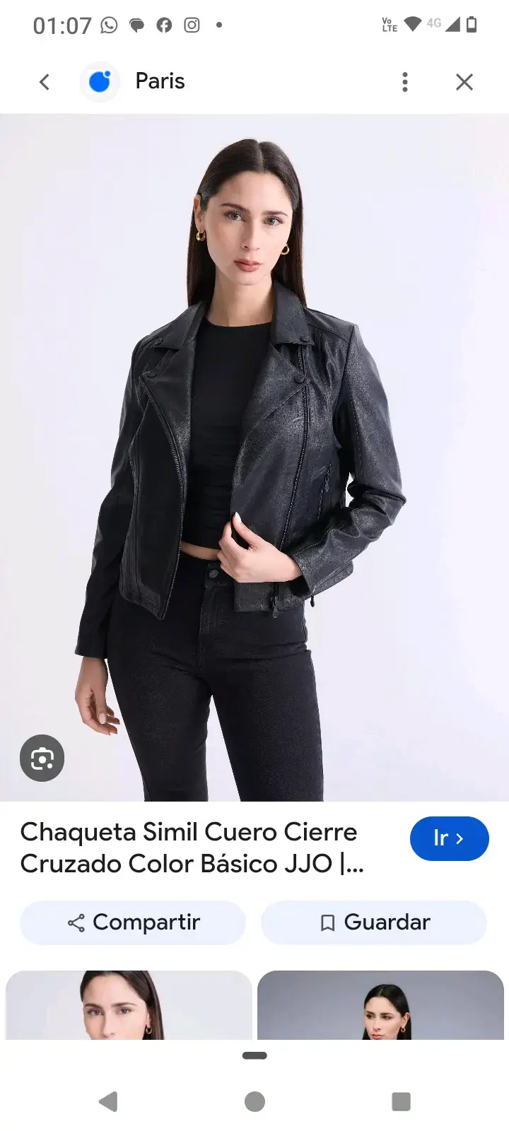 Chaqueta de cuero sintético negra con cierre cruzado - 4