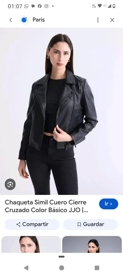 Chaqueta de cuero sintético negra con cierre cruzado - miniatura 4