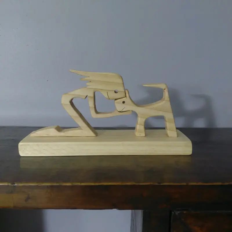 Escultura de madera de figuras humanas y animales - 3