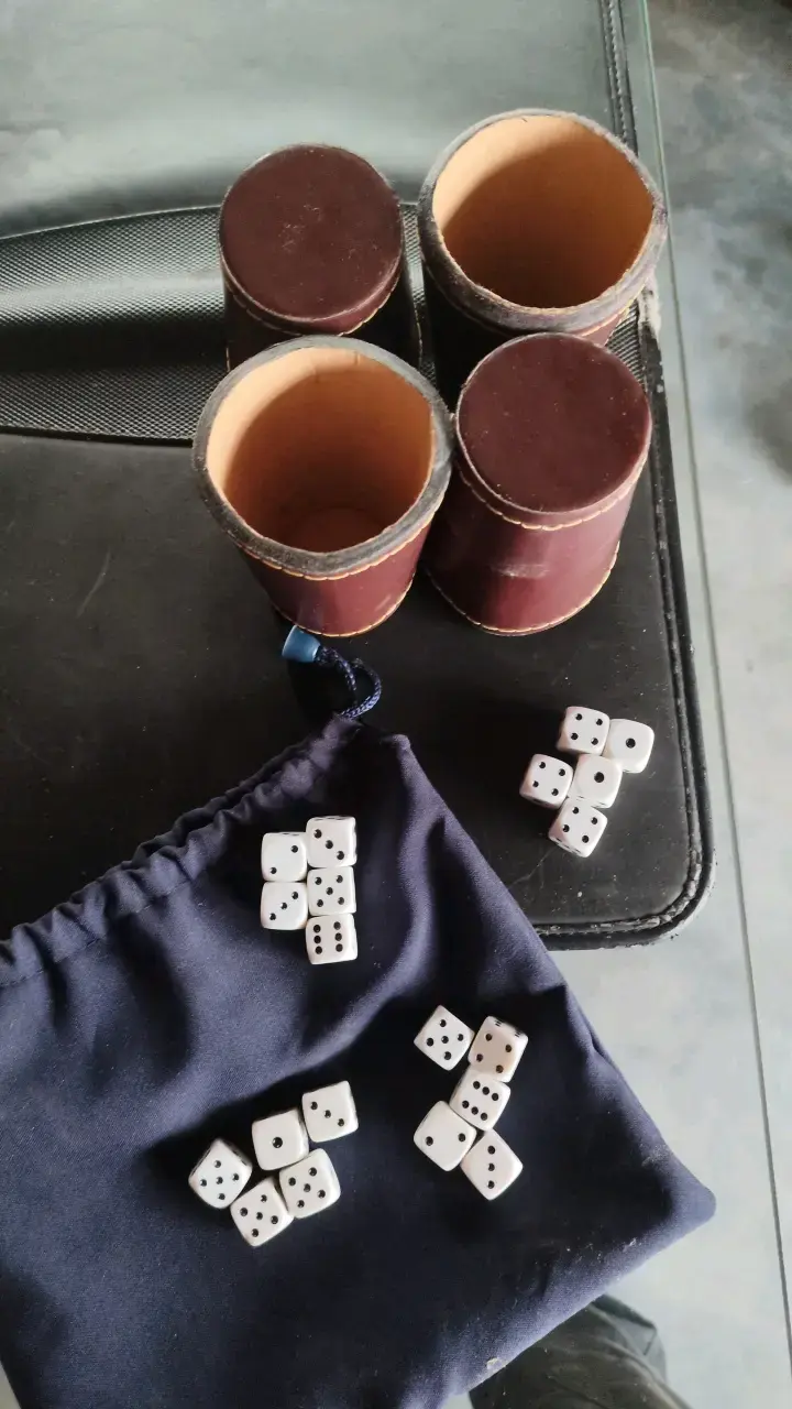 Juego de dados con cubiletes de cuero - 1