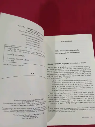 Libro 'Origen del Trauerspiel Alemán' de Walter Benjamin - miniatura 2