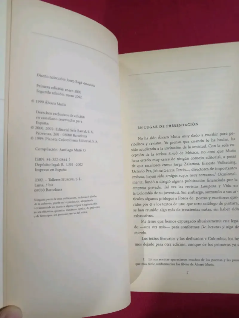 Libro 'De lecturas y algo del mundo' de Álvaro Mutis - 2