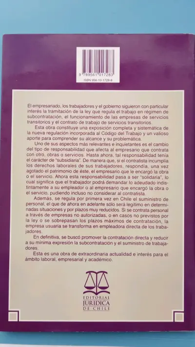 Libro Subcontratación Régimen Jurídico Claudio Palavecino - miniatura 2