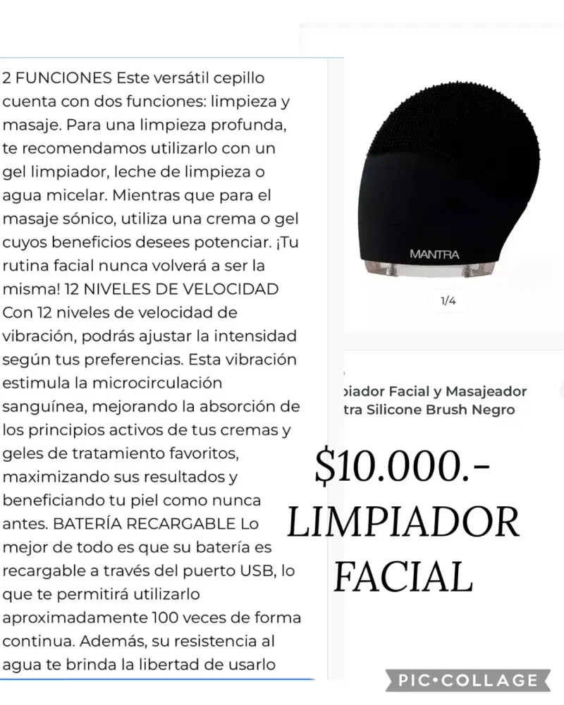 Cepillo Facial y Masajeador Mantra Negro