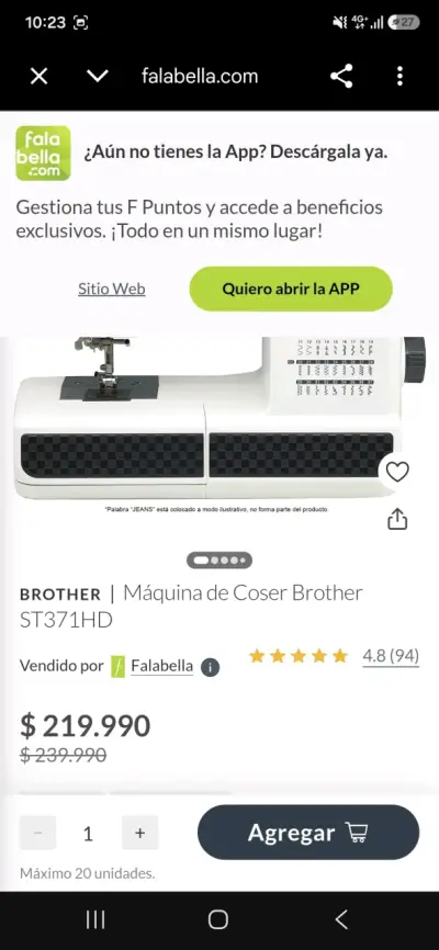 Máquina de Coser Brother ST371HD Heavy Duty - miniatura 1