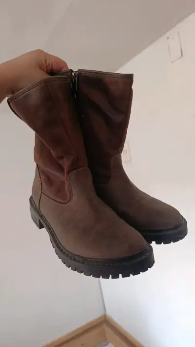 Botas de cuero marrón con forro interior - miniatura 5
