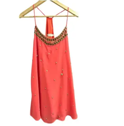 Vestido coral con detalles dorados Karina Latorre - miniatura 1