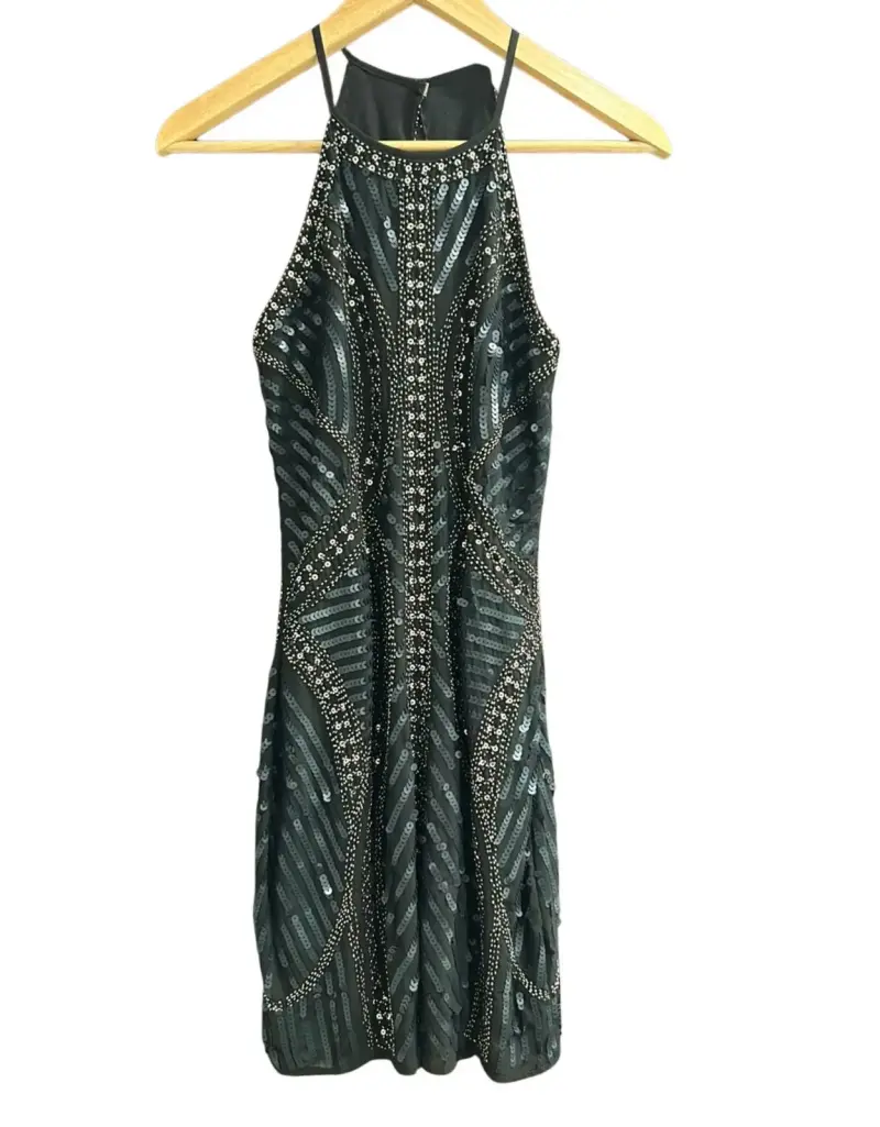 Vestido de fiesta negro con lentejuelas - 1