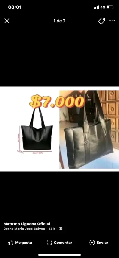 Bolso tote negro de cuero sintético - miniatura 1