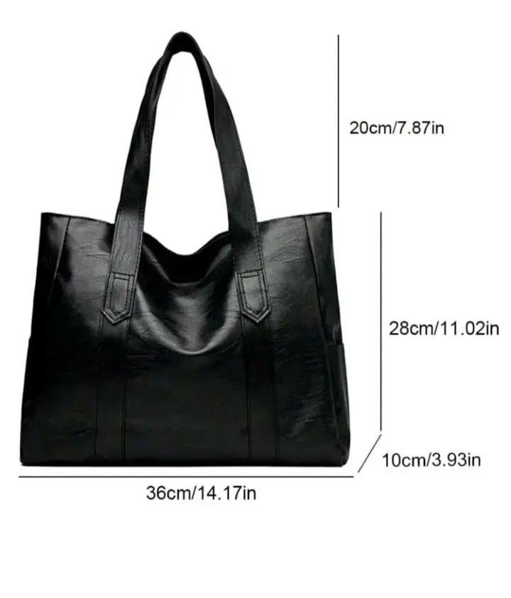 Bolso tote negro de cuero sintético - 2