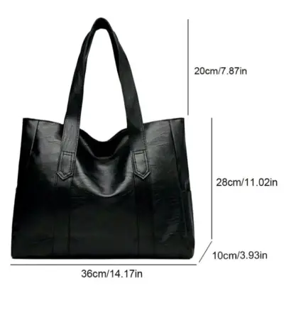 Bolso tote negro de cuero sintético - miniatura 2