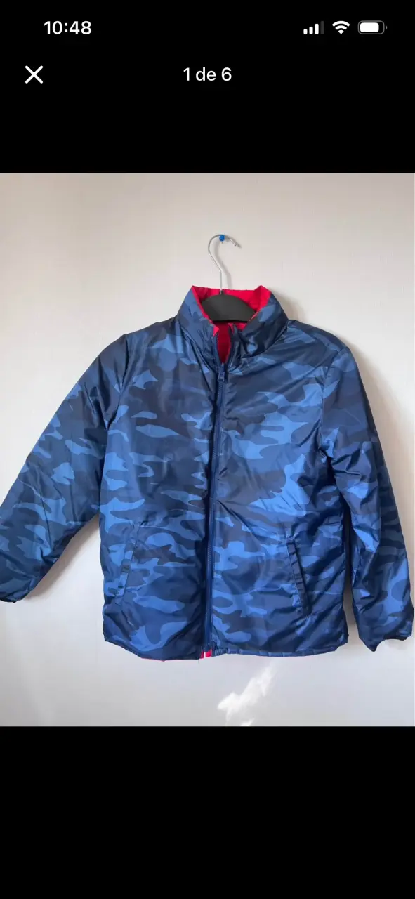 Chaqueta niño GAP reversible camuflaje azul y rojo - 1
