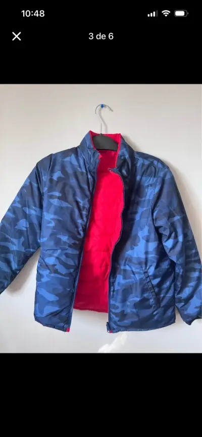 Chaqueta niño GAP reversible camuflaje azul y rojo - miniatura 3