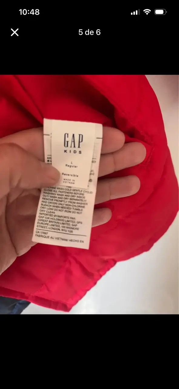 Chaqueta niño GAP reversible camuflaje azul y rojo - 5