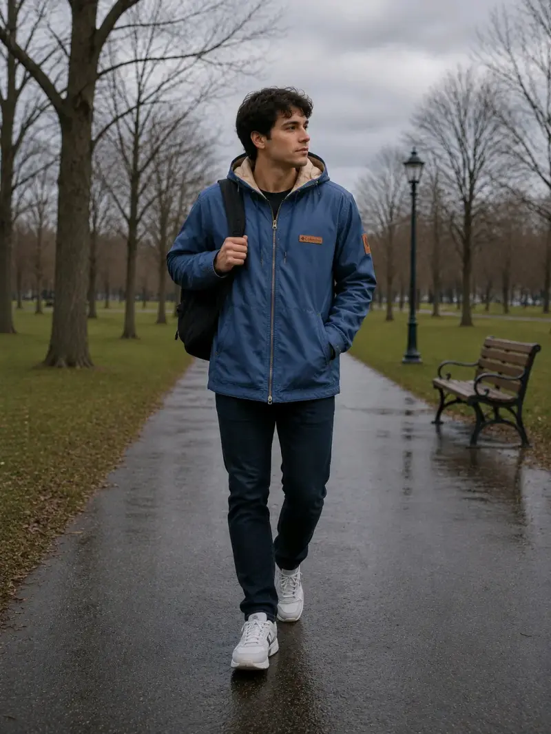 Chaqueta azul Columbia con capucha - 6