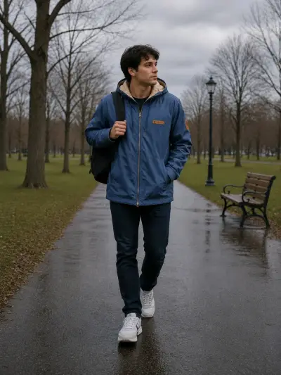 Chaqueta azul Columbia con capucha - miniatura 6