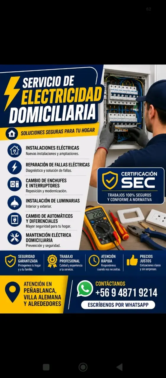 Servicio de electricidad domiciliaria en Peñablanca