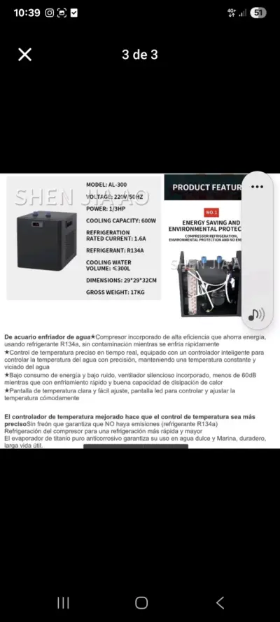 Enfriador de Agua SHEN AL-300 con Control de Temperatura - miniatura 3