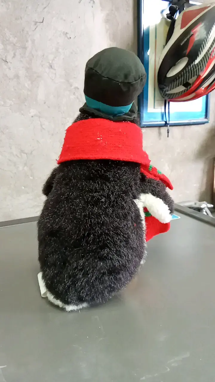 Peluche de pingüino con bufanda y gorro - 2