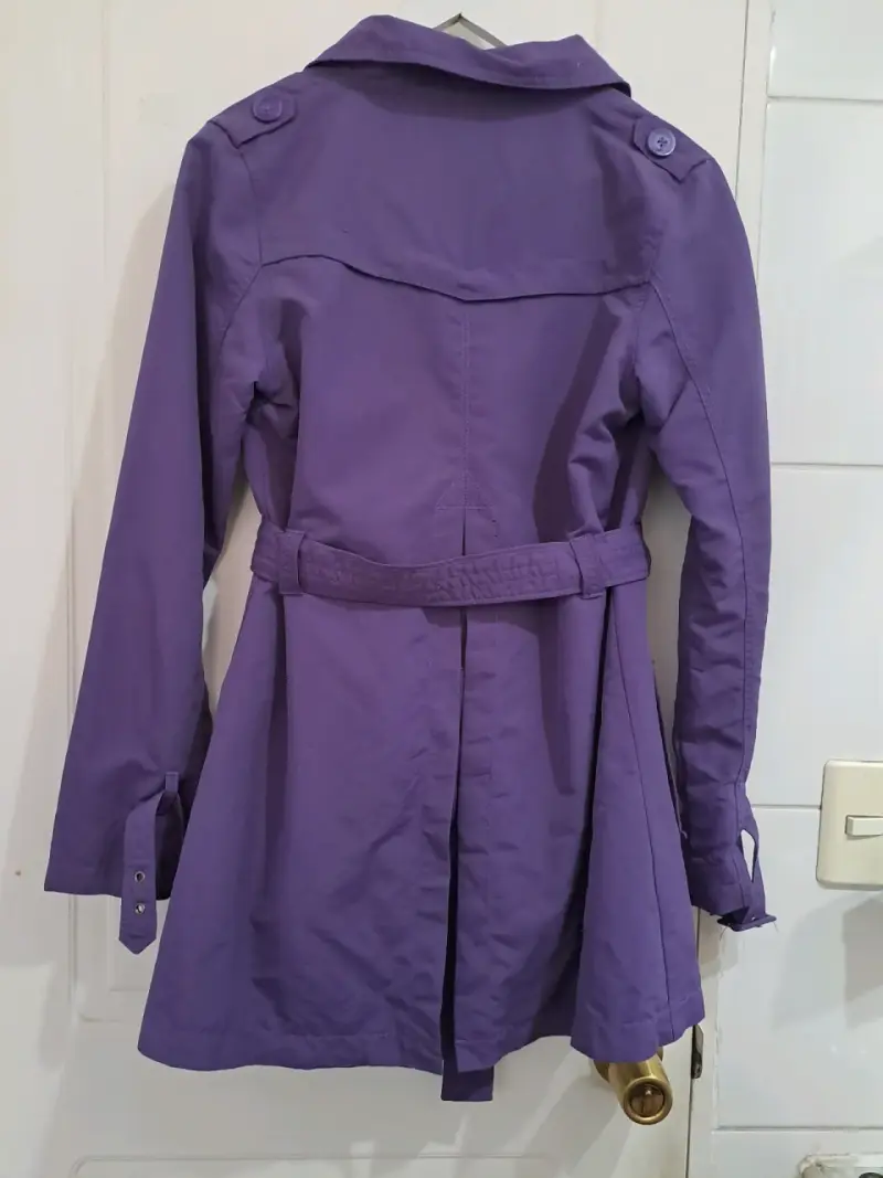 Abrigo morado para mujer con cinturón - 2