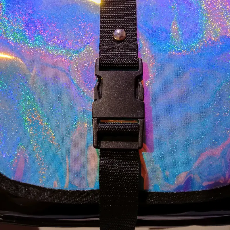 Bolso bandolera holográfico negro y azul - 2