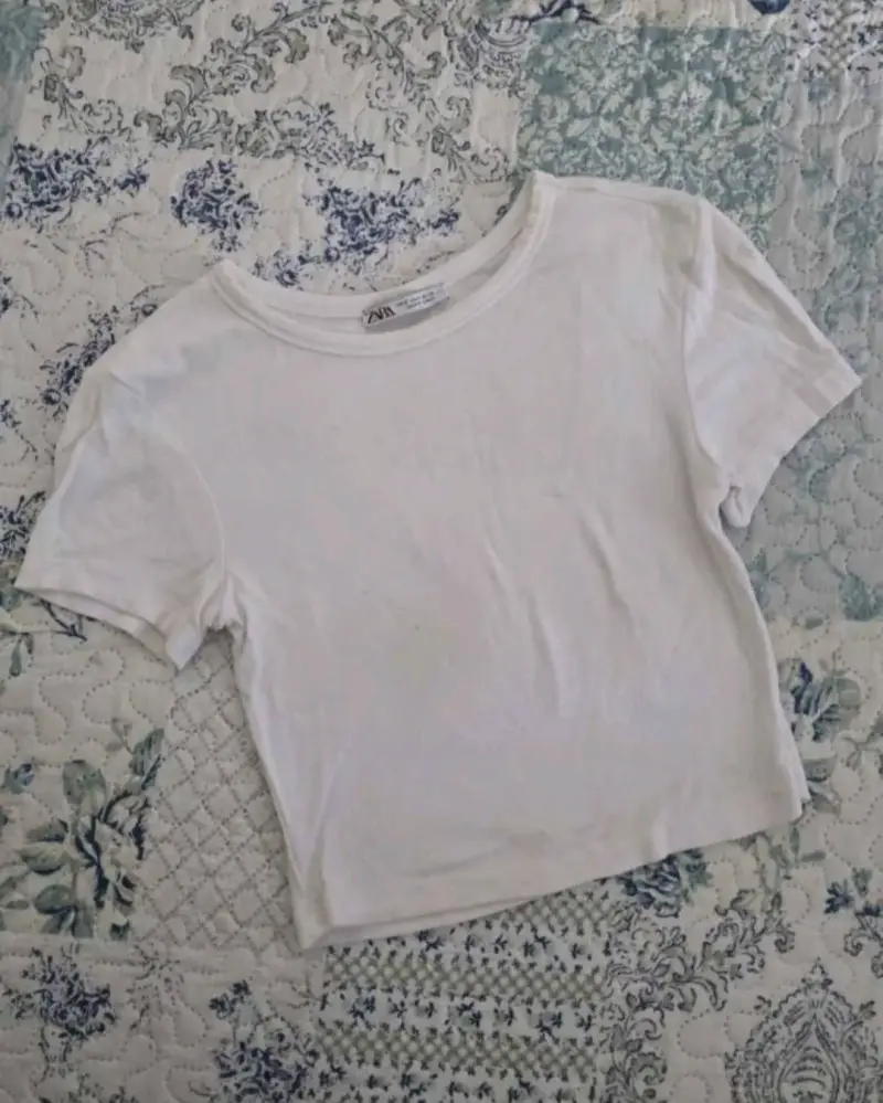Polera blanca básica Zara - 1